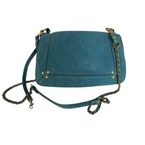 Jerome Dreyfuss Blue Small Bobi Nubuck Crossbody Handbag w Chain Strap